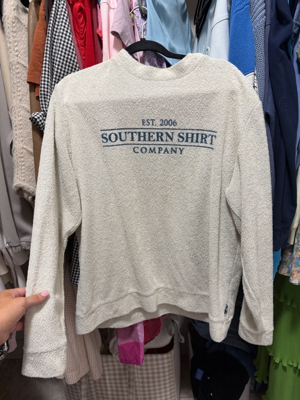 The Southern Shirt Company Cream Terry Crewneck Sweater